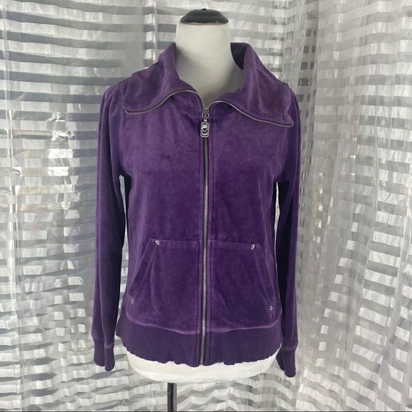 MICHAEL Michael Kors Velour Purple Zip Up Jacket - Picture 1 of 8